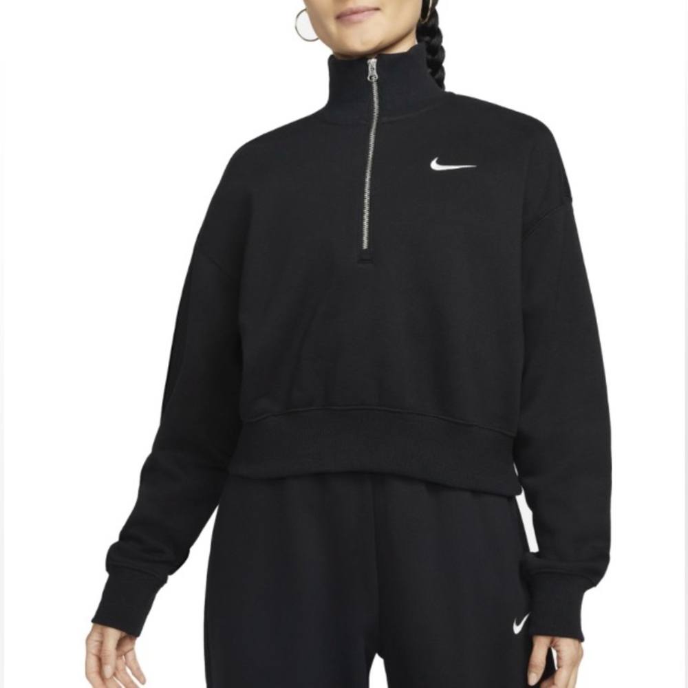 NIKE Phoenix Fleece Oversized 1/2-Zip Crop Sweatshirt (M)